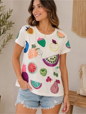 Queen of sparkles fruit tee top